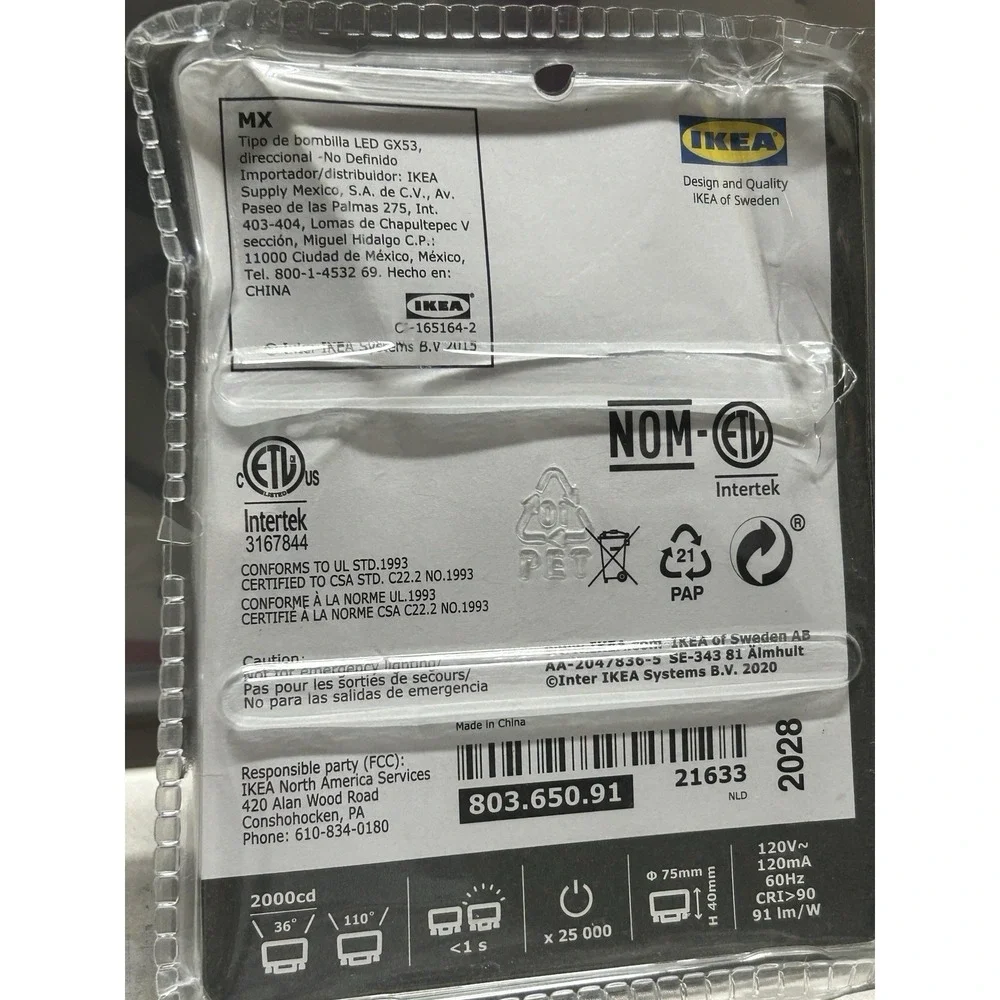 IKEA LEDARE GX53 LED Light Bulb 11W 72W 1000LM 2700K Dimmable Discontinued